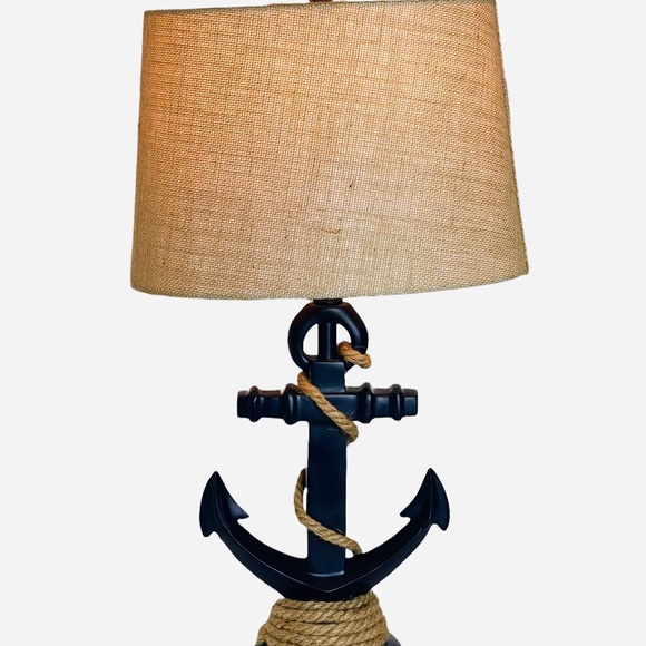 Table Lamp Blue Anchor Plug Lamp with Rope Nautical Beach Coastal Style - Picture 9 of 11